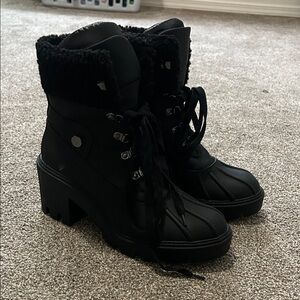 Steve Madden Black Heeled Lace-Up Boots